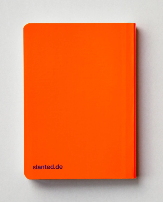 Slanted buchproduktion brandbook la special edition notizbuch journal neon orange