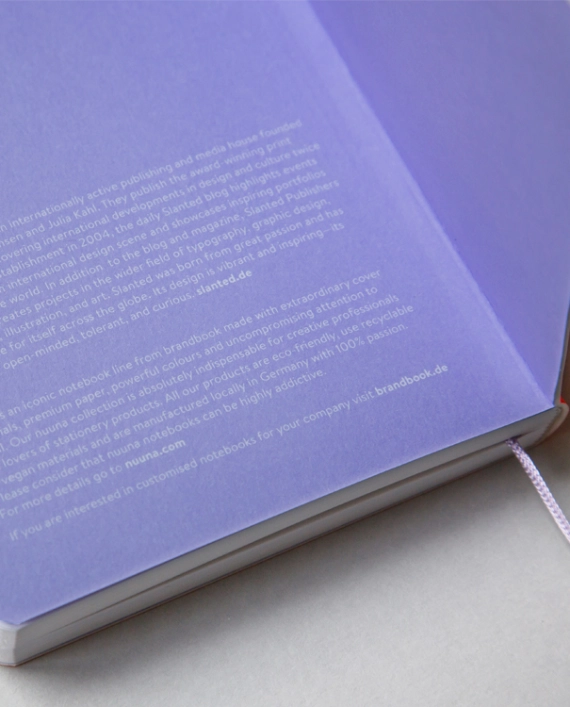 Slanted special edition endleaf nachsatz journal notizbuch produktion brandbook 1