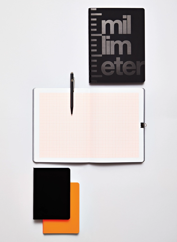 Neon orange millimeterpapier zeichnen nuuna notizbuch